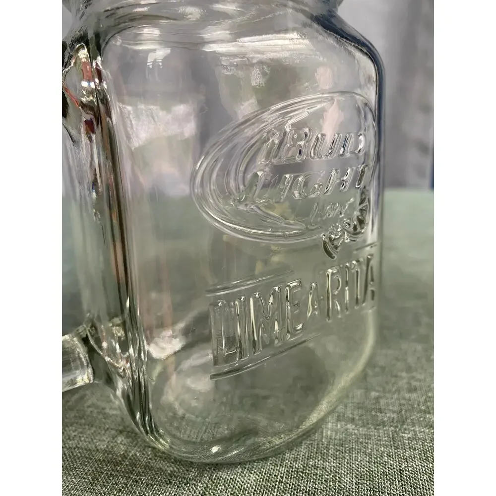 Bud Light Lime-A-Rita Glass Mason Jar Mug with Handle Barware 5.5 Inch